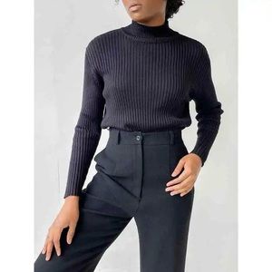 August Silk Ribbed Mock Neck Top